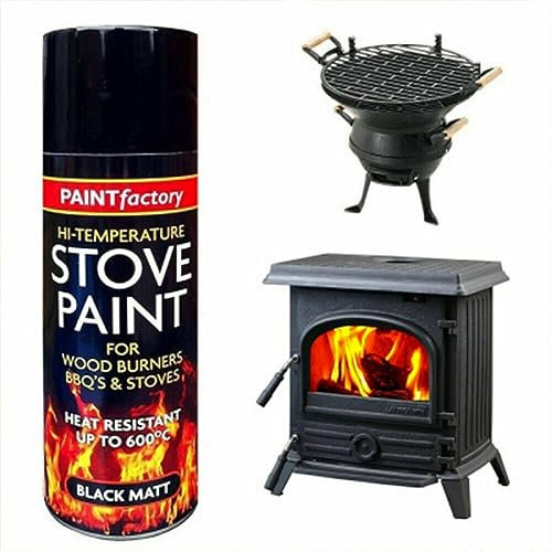 400ML STOVE PAINT HEAT RESISTANT BLACK MATT SPRAY PAINT HIGH TEMPERATURE BBQ CAN (Pack Of 1)