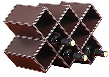 E Braunes dekoratives Weinregal, Weinflaschen-Aufbewahrungshalter, freistehende Weinregale, PU-Leder, kein Zusammenbau erforderlich, flexible Platzierung, leicht zu reinigen, 5 Zellen oder 8 Zellen (b