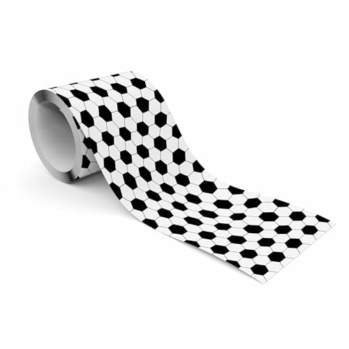 Muralo - Self-Adhesive Border - Wallpaper Border Wall Mural - Decorative Wall Sticker for Walls, Furniture, Ceilings, Wallpaper, Wall Coverings, Doors - Football Pattern - Width 10 cm x Height 300 cm