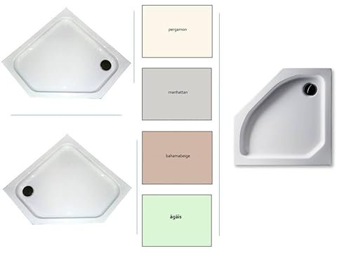 Duschwanne Acryl 5-eck, in den Farben: Pergamon, Bahamabeige/Beige, Manhattan, Ägäis in verschiedenen Größen (Pergamon, 100 x 100 x 6,5cm)