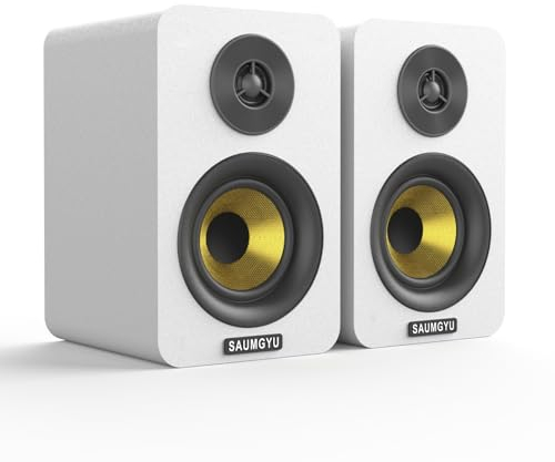 SAUMGYU 3 Aktive Bluetooth 5.0 Regallautsprecher, Multimedia Aktiv Lautsprecher Paar, 80W Stereo Computer-Lautsprecher und Home Music Sound System(Paar, weiß)