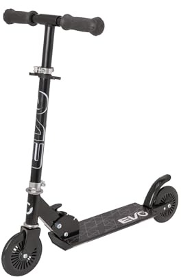 Atom Kinderrolle Inline mit leuchtenden Rädern | Verstellbare Lenkerhöhe | Leicht Faltbarer Scooter für Jungen & Mädchen | Stabiler Tretroller für Kinder von 5-12 Jahren (Schwarz)