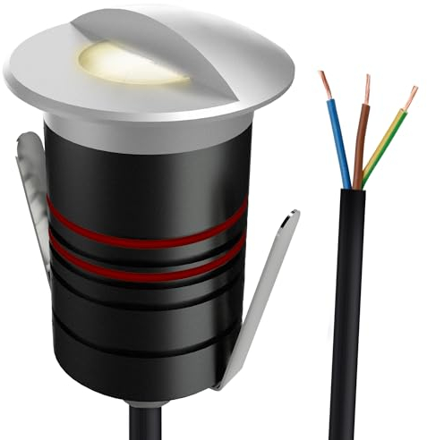SSC-LUXon JAVO Boden LED Spot warmweiß Aluminium silber Ø 47 mm IP67 - Einbau Wegeleuchte 230V befahrbar mit seitlichem Licht