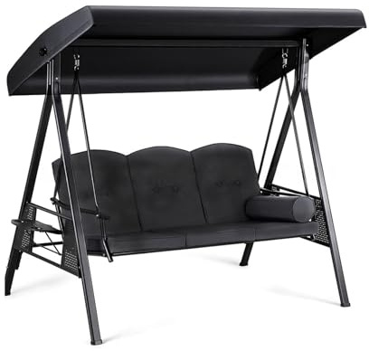 Auvent universel pour balancelle hollywoodienne - Imperméable - Protection contre la pluie et le soleil - Tissu Oxford 210/420D - Noir - Parasol d'extérieur (210D)