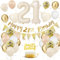 21. Geburtstag Deko Beige, Luftballon Deko 21. Geburtstag Damen Frauen, Geburtstagsdeko 21 Jahr, Beige Weiß Gold Luftballons 21 Geburtstag mit Banner Geburtstag Tortendeko für Geburtstag Dekoration