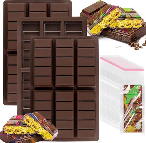 3 Stück Schokoladenform, Schokoladentafel Form aus Silikon, Antihaft Backform Schokolade Form Tief Süßigkeiten Protein Form für Schokolade Pudding Süßigkeiten