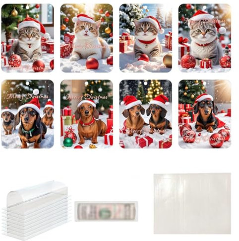 Weihnachtsdeko Innen Weihnachtsdeko TüR Christbaumschmuck Ausgefallen Weihnachts-Clip-Ornamente zum Verschenken von Schecks, Karten Motiven mit Kunststoffhülle als