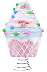 Dessert Weihnachtsbaumspitze, Pastell Weihnachtsschmuck, rosa Cupcake Baumspitze, Süßigkeiten, Donut, Süßigkeiten, Weihnachtsdekorationen für Weihnachten, Neujahr, Geburtstag, Party-Dekoration (Bunt)