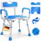 KESSER® Duschhocker mit Lehne für Senioren & Schwangere Duschsitz | Badhocker 150KG belastbar 6 Stufen 38-54cm höhenverstellbar | Duschhilfe Duschstuhl inkl. Antirutschfüße, Matten & Brausehalterung