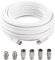 KUOQIY 10m 75 Ohm Cable Coaxial RG6, F Macho a F Macho Alta Velocidad Cable Antena TV RG6, con 6 Piezas Acopladores de Extensión, para Caja de Cables, TV, Satélite, Enrutador Digital