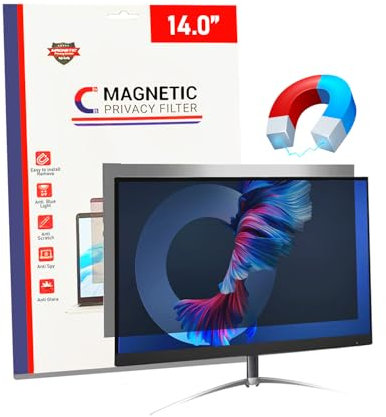 TECHNOLOGYVS Magnetic Laptop Privacy Screen 14 Inch for 16:9 Computer Monitor,Removable Filter Anti-Glare Blue Light Blocking Laptop Privacy Screen, Compatible with Lenovo/HP/Dell/Huawei/Acer/Asus