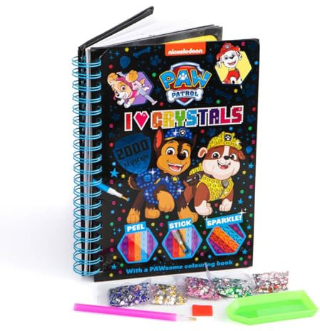 Bookoli Livre de cristaux « I Love » de la Pat' Patrouille | Peinture diamant pour enfants de 6 à 9 ans | Avec livre de coloriage Pawsome et plus de 2 000 cristaux