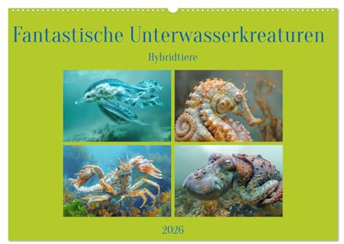 Fantastische Unterwasserkreaturen - Hybridtiere (Wandkalender 2026 DIN A2 quer), CALVENDO Monatskalender: Geschöpfe aus der Kreativküche (CALVENDO Tiere)