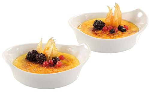 GEFU Crème Brûlée Schalen INSPIRIA 2er Set | Porzellan Förmchen hitzebeständig bis 230°C, Dessertschälchen für Karamellisieren, Gratinieren & Servieren