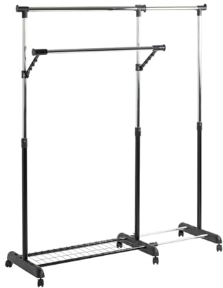 HAKU Wardrobe Chrome, Black, Synthetic Material, Metal - Dim.: W 94-160 cm X H 103-170 cm X D 49 cm, Style: Modern
