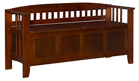 Linon Kissenbezug Home Decor Storage Bench mit kurzem Split Sitz Speicher, Walnuss