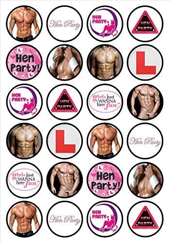 Hen Party Edible Cupcake Toppers – Precut 4cm/1.5 inch Risqué Cake Decorations for Girls’ Night Out, Bridesmaids & Bachelorette Celebrations Naughty Butler (24)