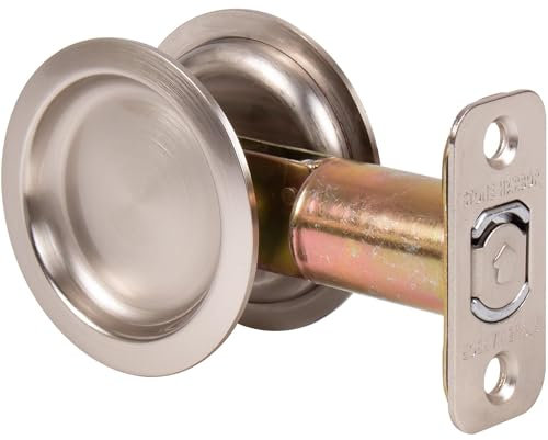 Stone Harbor Hardware, Round Pocket Door Lock, Passage Function, 2.75 inch Backset, Satin Nickel, HL81204 by Stone Harbor Hardware