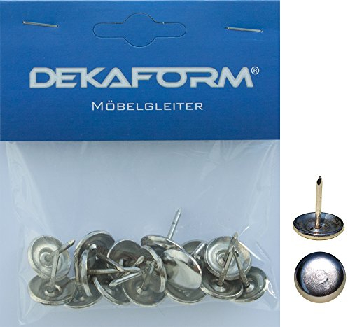 Dekaform Rundgleiter 18 x 4 - Metall Möbelgleiter 215-18 Nagelgleiter Stuhlbeingleiter Stuhlgleiter zum Nageln Metall-Gleitfläche* Kappe rund mit Stift - Menge variabel (16)