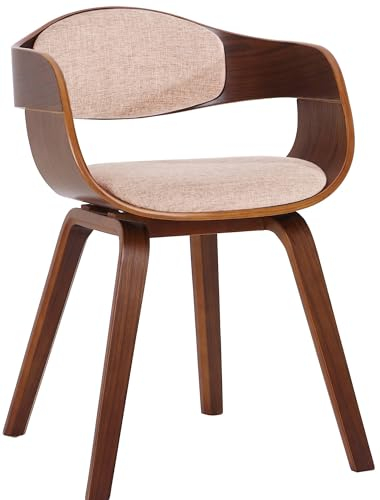 CLP Esszimmerstuhl ergonomisch Kingston,Lehnstuhl mit umlaufender Rückenlehne, Holzgestell belastbar bis 150 kg, Farbe:walnuss/Creme