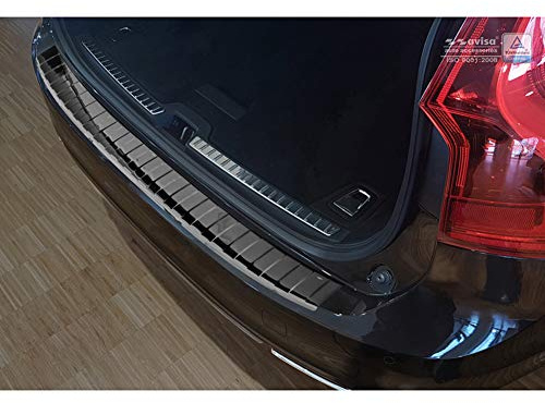 Avisa Spiegelschwarz Edelstahl Heckstoßstangenschutz kompatibel mit Volvo V90 9/2016- 'Ribs'