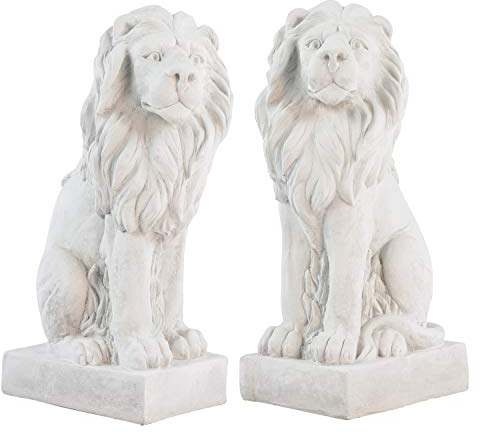 2x XL Löwe Skulptur Figur Statue Garten Haus Antik-Stil Gartendeko Torwächter