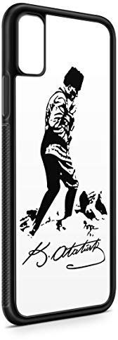 aina Kompatibel mit iPhone X Silikon Hülle Handyhülle Flexibles Slim Case Cover Atatürk Imza Motiv Bild Schwarz