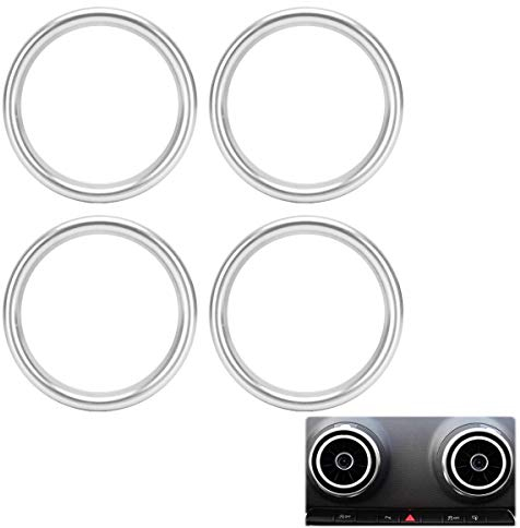 MARCHFA KOLOME Auto Klimaanlage Ring Dekoration Aufkleber Kompatibel für A3 2013-2020 / S3 2013-2020 Aluminiumlegierung 4 Stück (Silber