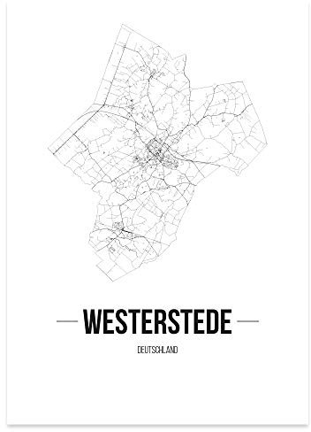 JUNIWORDS Stadtposter - Wähle Deine Stadt - Westerstede - 21 x 30 cm Poster - Schrift B - Weiß