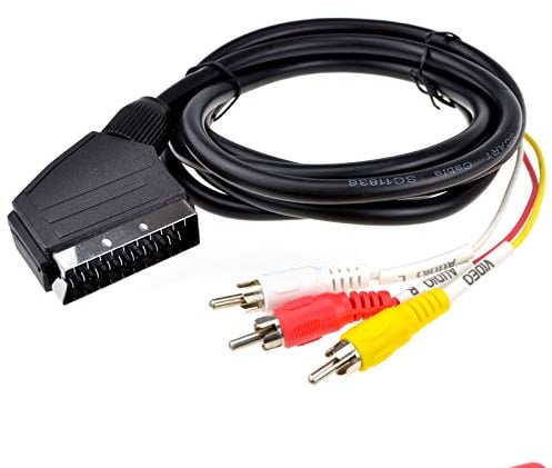 Péritel Fiche in/Out vers Rouge Blanc Jaune RCA 3 x Cinch Fiches AV câble 2 m [2 mètre]