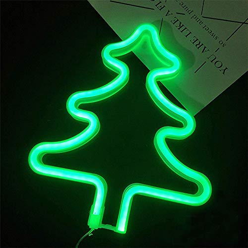 Christmas Tree LED Neon Sign Art Decorative Lights USB 3-AA Battery Powered Green Tree Night Light Wall Decor Home Wedding Party Decor Kids Room Living Room Decor Holiday Christmas LED Decor Lights