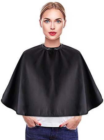 Noverlife Schwarzes Make-up-Umhang, Schwarzer Schminkmantel, Wasserfester Kurzbluse für Schönheitssalons, leichte Kamm-Bart-Schürze Make-up Bib Styling Shampoo-Umhang für Make-up Artist Kosmetiker