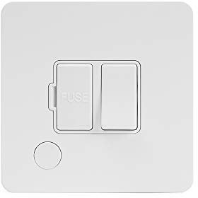 Soho Lighting White Metal Flat Plate 13A Switched Fuse Connection Unit Flex Outlet Wht Ins Screwless