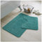 GC GAVENO CAVAILIA Greek Key Pattern Bath Mats 2 Piece Sets Non Slip, Soft Washable Rug Quick Dry Water Absorbent Bathroom Shower Mat & Pedestal Set, Teal