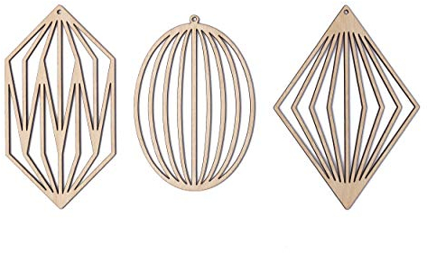 SKONIDA Design Christbaumschmuck aus Holz – edle nordische Holzdeko im 3 er Set (Set B) – minimalistischer, geometrischer Weihnachtsschmuck im Vintage-Look - in stilvoller Geschenk-Box