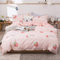 Omela Bettwäsche 140x200 Rosa Erdbeeren Mädchen Kinder Bettbezug und Kopfkissenbezug 70x90 cm Rosa Weiß Gestreift Microfaser Wendebettwäsche Set mit Reißverschluss