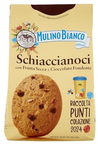 Mulino Bianco Biscotti Frollini Schiaccianoci Con Frutta Secca E Cioccolato Fondente, Senza Olio Di Palma, 300 G
