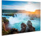 lightbox-multicolor.com Akustikbild mit Wechselmotiv | Idyllische Wasserfälle bei Sonnenuntergang | 80x60 cm | Schallabsorber