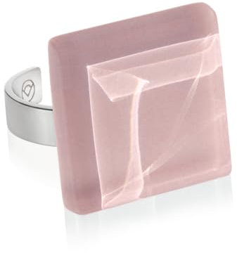 Statement Ring mit Stein rosa (20mm) • Geburtsstein Schmuck Geometrisch • Edelstahlring größenverstellbar (min. Ø 19mm) • handgemacht & nachhaltig