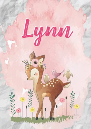 Lynn: Notizbuch A5 | Personalisierter vorname Lynn | Geburtstagsgeschenk für Frau, Mutter, Schwester, Tochter | Niedliche kleine Hirsche | 120 Seiten liniert, Kleinformat A5 (14,8 x 21 cm)