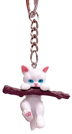 Pendentif porte-clés chat, Asudaro Porte-clés chat brindille Porte-Clés Chat Porte-Bonheur porte-clés universel pour voiture Sac à Main Décoration à Suspendre pour Femme Et Fille