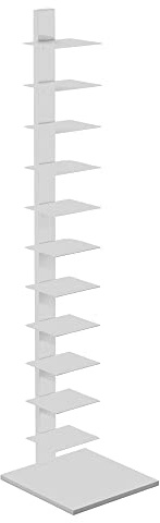 SEI Furniture - Stewartby Spine Tower Shelf - White - Transitional Design, Iron - Ideal for Bedroom, Living Room (HZ1220412)