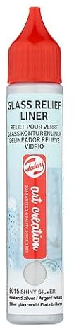 Talens Art Creation Glass Relief Liner - 28 ml Shiny Silver 3D Accent for Glass & Porcelain