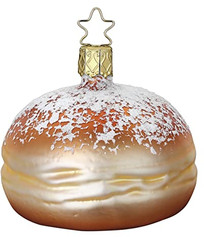 Inge-glas - Christbaumschmuck, Weihnachtsbaumschmuck - Krapfen - Glas - Farbe: braun - Höhe 6,5 cm