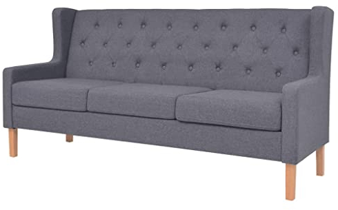KOIECETA Sofa 3-Sitzer Dreisitzer Stoffsofa Polstersofa Loungesofa Couch Polstermöbel Wohnzimmersofa Designsofa Stoff Grau Holzgestell