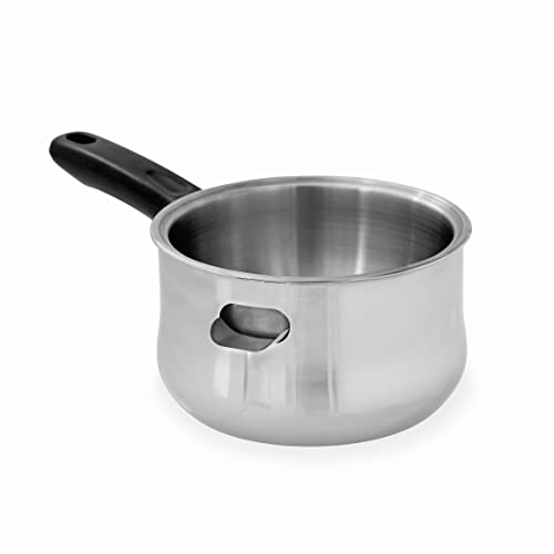 Lacor - 62600 - Bain-marie, seau en acier inoxydable 18/10, poignée résistante à la chaleur, ouverture latérale pour l’eau, adapté à tous les feux inclus Induction, lave-vaisselle, 16 cm, 1 L