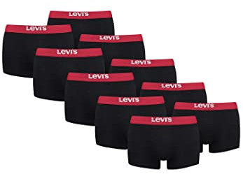 10er Pack Levis Men Solid Basic Trunk Boxershorts Unterhose Pant Unterwäsche, Farbe:Black/Red, Bekleidungsgröße:S