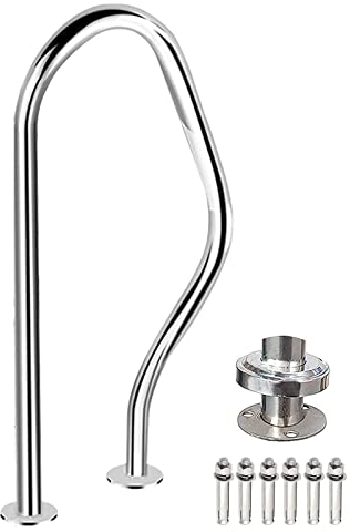 Lxning Schwimmbad Pool Haltegriff Aus 304 Edelstahl, 3-Bogen Pool Geländer Handläufe, Für Schwimmbäder Schräglage Spa Wasserpark, Einfach Zu Installierender (Size : One)