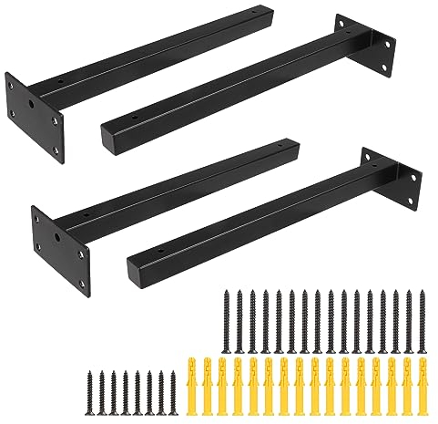 AKOLAFE 4 Pezzi Supporti per Scaffali Pesanti Reggimensola 30 cm Scomparsa Nero Reggimensola Carichi Pesanti Capacità di Carico 75kg Staffe per Mensole Industriale per Cucina, Industria, Bicicletta