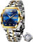 OUPINKE Herrenuhr Tonneau Automatische mechanische Armbanduhr Luxus Diamant Saphirkristall wasserdichte Wolframstahl Business Uhren